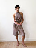 TEDDY TOP SILK SOFT GREY/BROWN