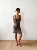 EMI SKIRT WRAP SILK GREY/BROWN