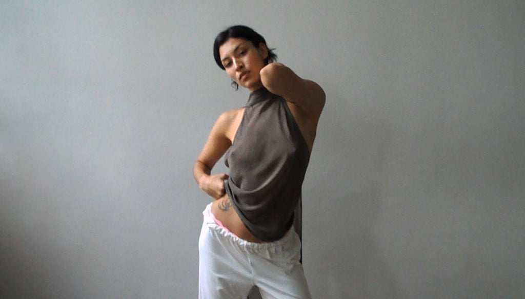 TEDDY TOP SILK GREY/BROWN