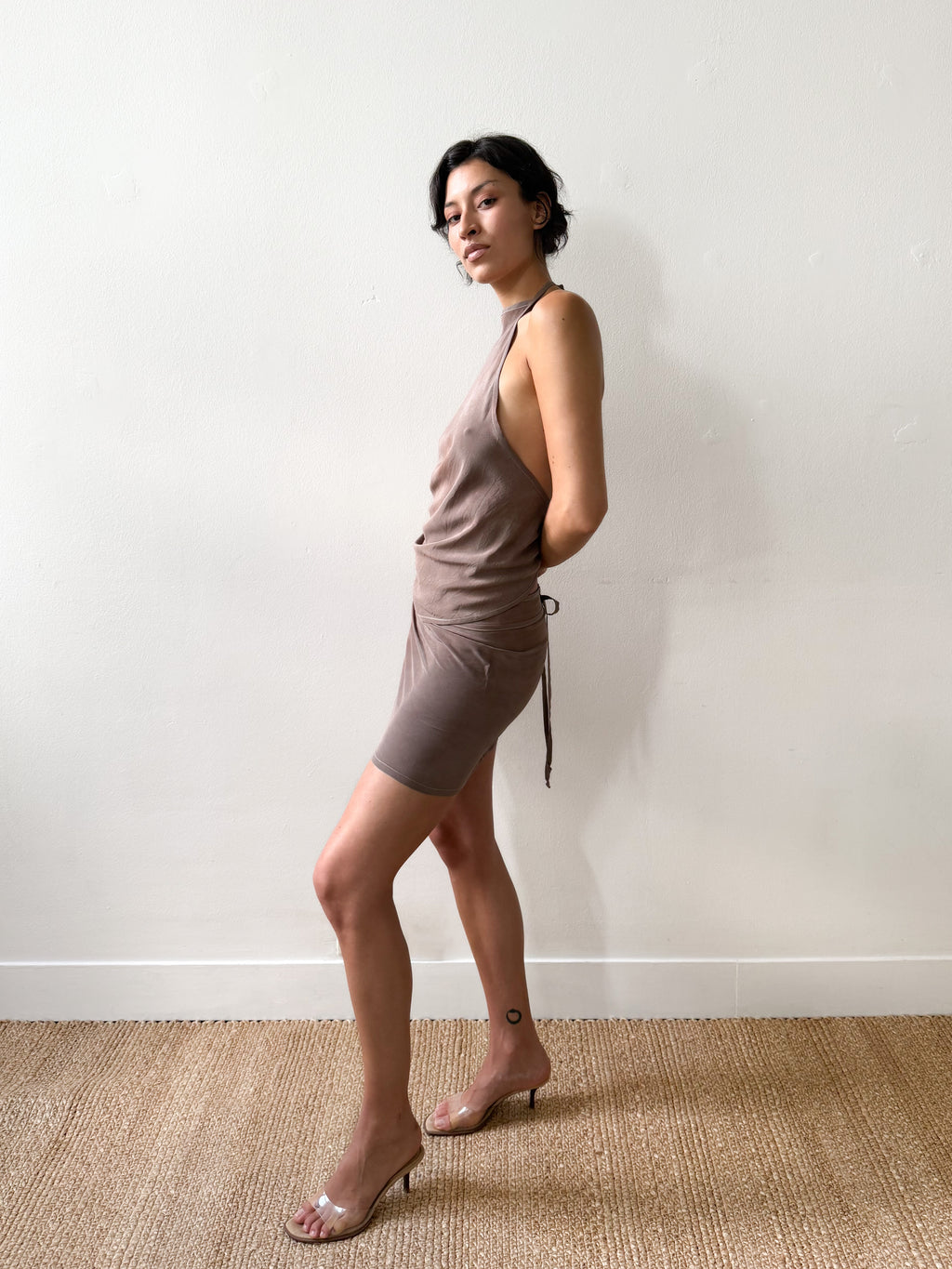 TEDDY TOP SILK SOFT GREY/BROWN