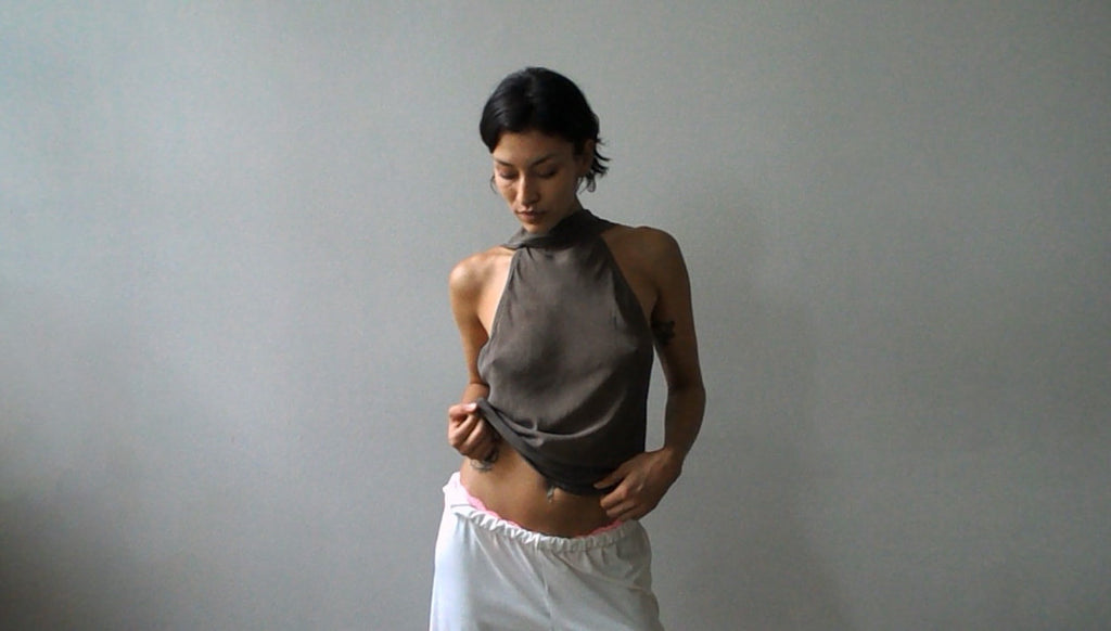 TEDDY TOP SILK GREY/BROWN