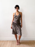 LINA TOP SILK GREY/BROWN